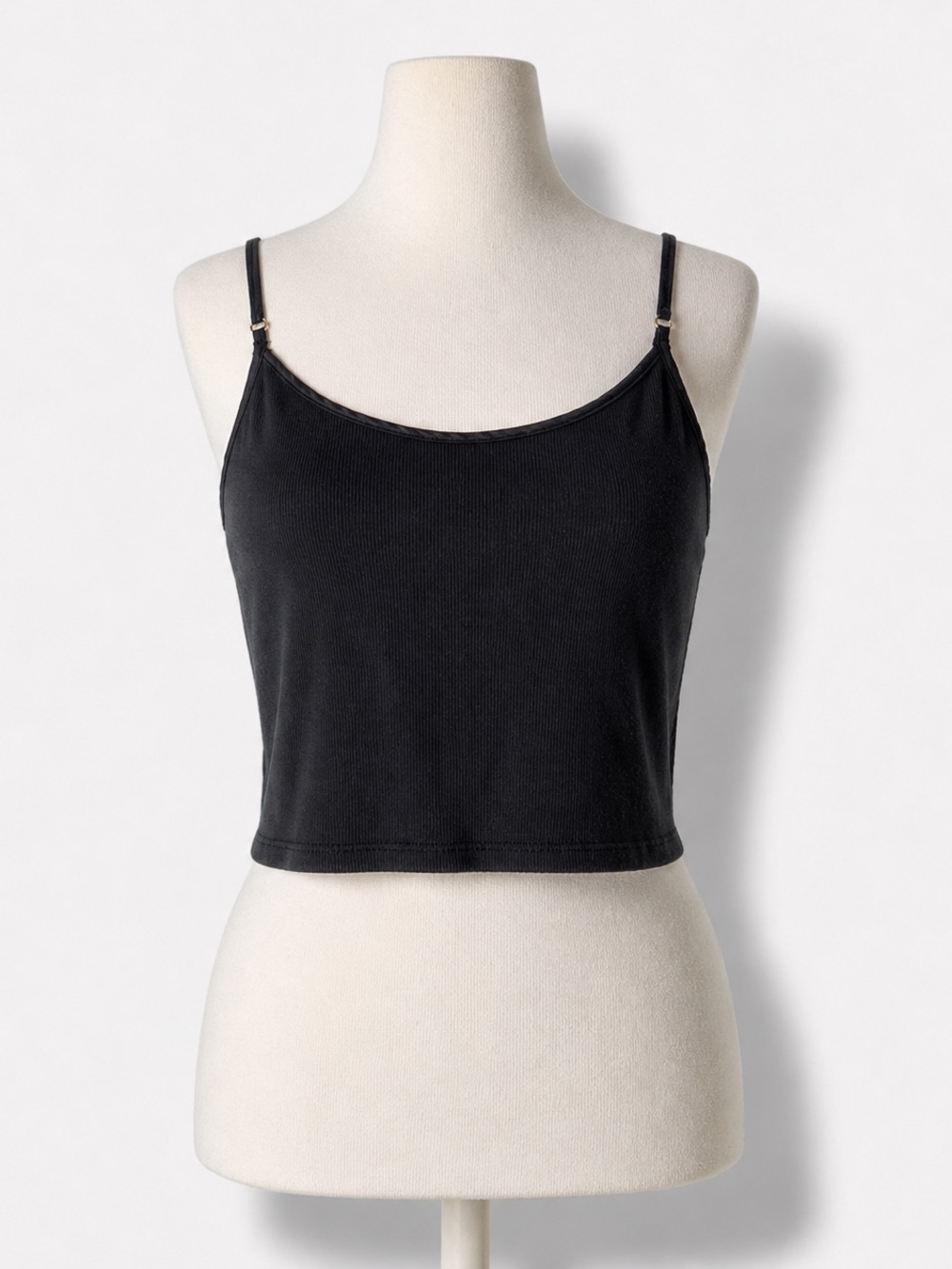 Victoria's Secret Ribbed Camisole Women M/L Black Adjustable Strap Tank Top